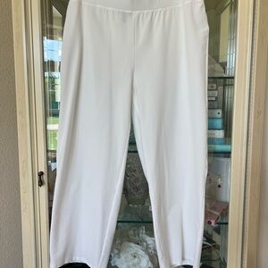 Like New Eileen Fisher White Crepe Cropped Wide Leg Pants Size L